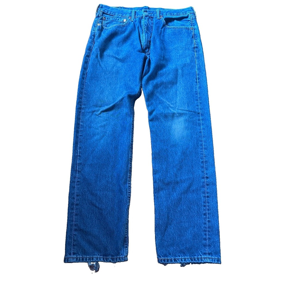 Levi's 505 Regular Fit Jeans Mens 36x32 Med Wash Stretch Straight Leg Faded